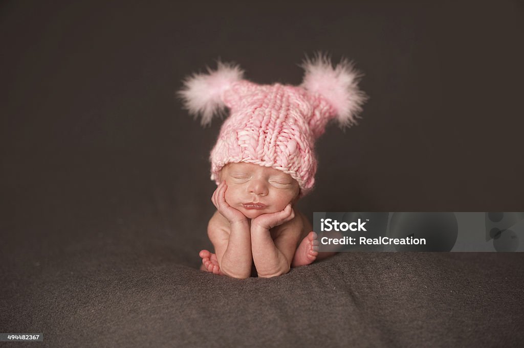 Preemie Sleeping Newborn Girl A preemie newborn girl sleeping peacefully. Baby - Human Age Stock Photo