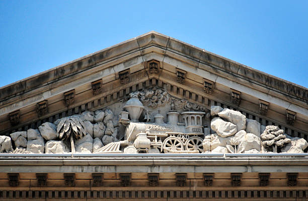 Louisville City hall: locomotive on the tympanum