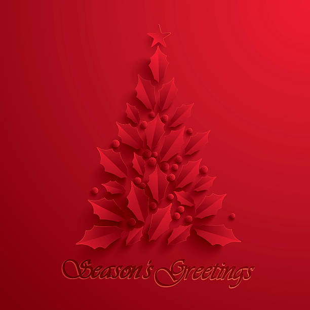 weihnachtsbaum. seasons begrüßung. - greeting card blank three dimensional shape invitation stock-grafiken, -clipart, -cartoons und -symbole