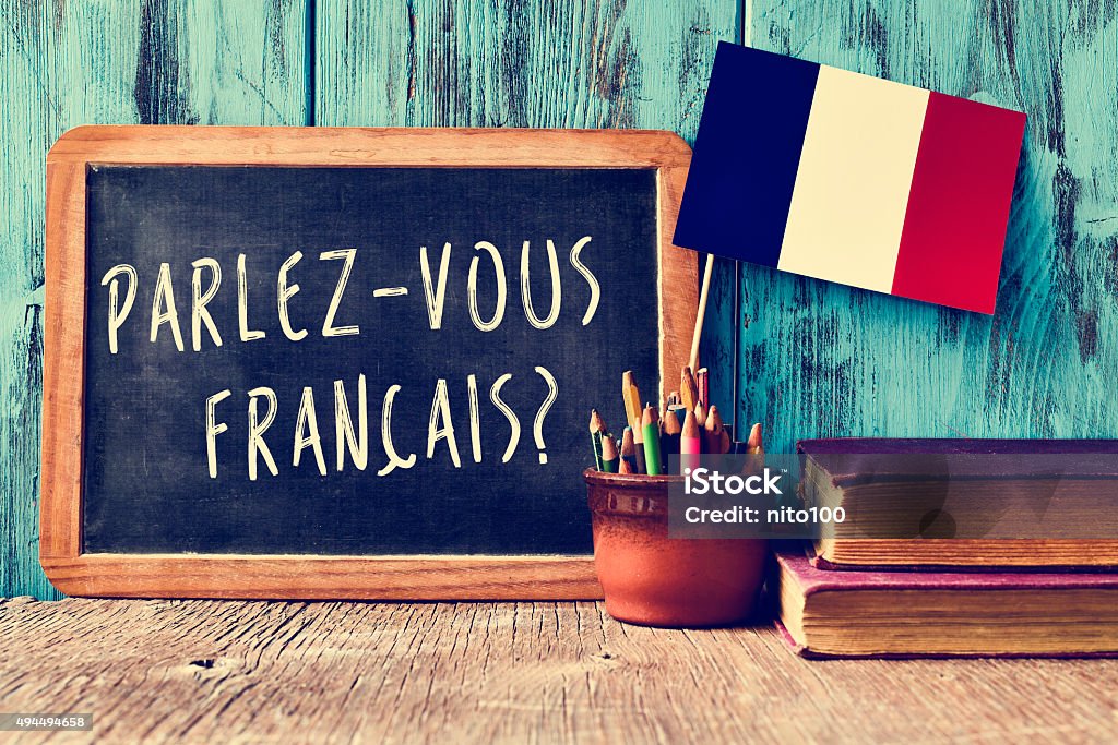 Pergunta parlez-vous francês? Você fala francês? - Foto de stock de Língua francesa royalty-free
