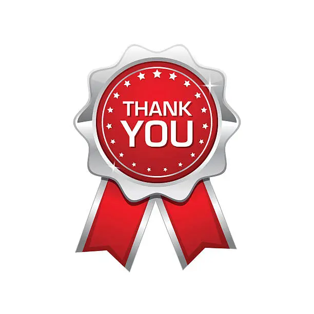 Vector illustration of Thank You Red Vector Icon Design