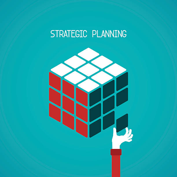 Strategic planning cube vector concept in flat style Strategic planning cube vector concept in flat style puzzle cube stock illustrations