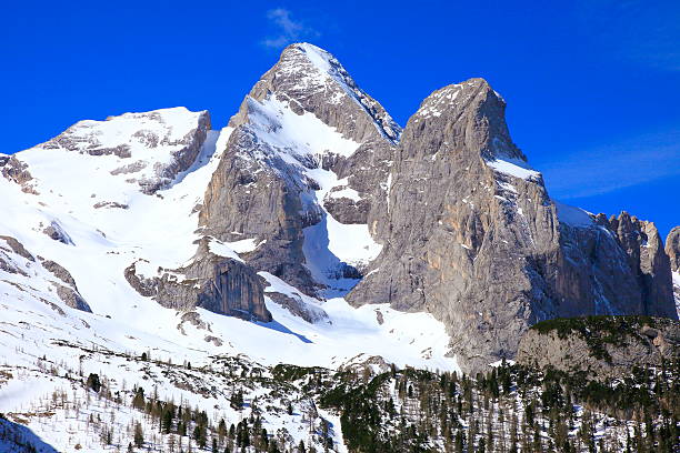 Dolomites italian alpine paradise wilderness: Marmolada Glacier, Fedaia Pass.