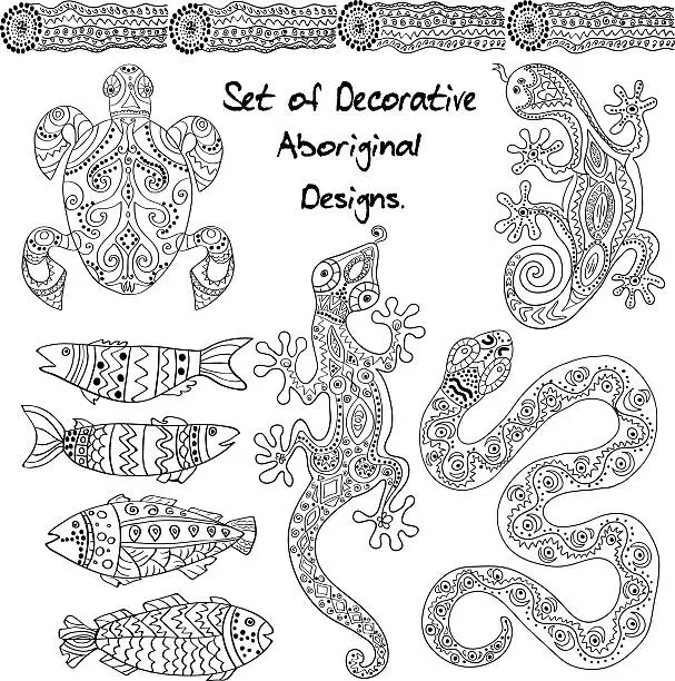 Vector illustration of Set of Aboriginal Designs patterns