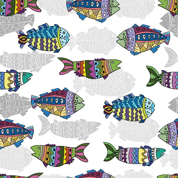 Vector illustration of Seamless fish pattern