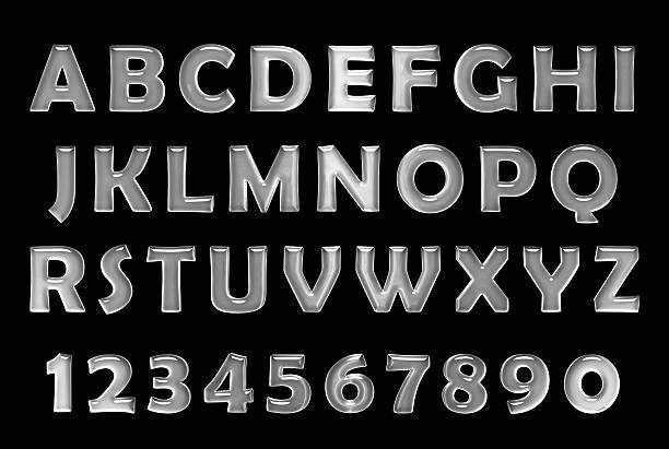istock silver font. Metal alphabet. chrome font 494503886