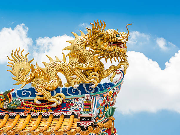 istock Chinese golden dragon statue 494504897
