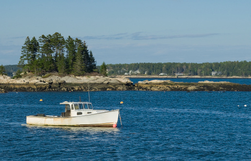 Image of a Maine way of life. Tourist come from all over the world to visit Maine's beautiful coast line and sample its best dish, a Maine Lobster. Useful image for any Maine travel theme or fishing industry theme too.