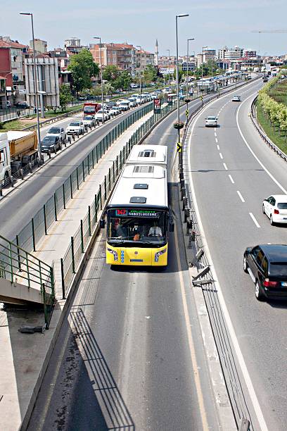 istock Metrobus on the move in Istanbul traffic 494505471
