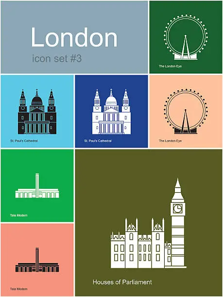 Vector illustration of Icons of London