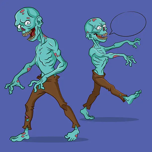 Vector illustration of zombie attack.