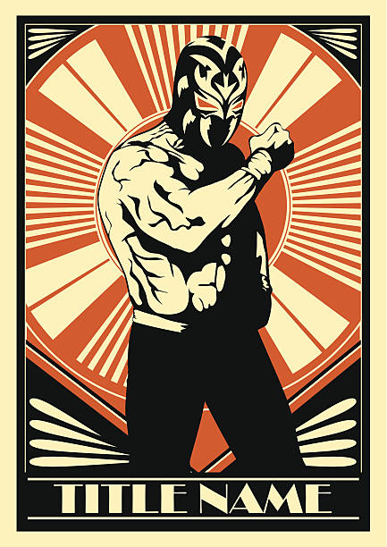 Mexican Wrestler Mexican wrestler poster showing strength. eps10 wrestling stock illustrations
