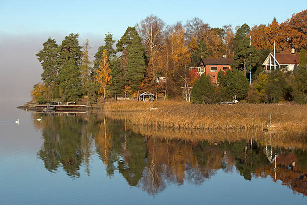 istock Swedish house next to the lake 494506358
