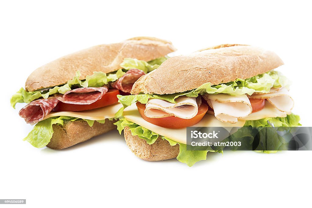 sandwich on white Two sandwiches on a white background Bread Stock Photo
