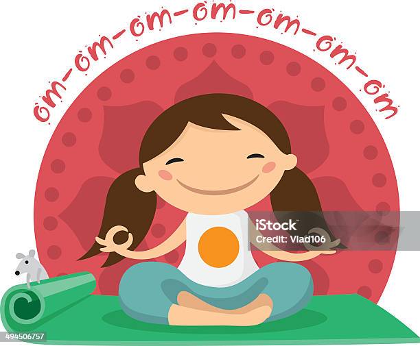 Girl Doing Yoga Stock Illustration - Download Image Now - Child, Backgrounds, Yoga
