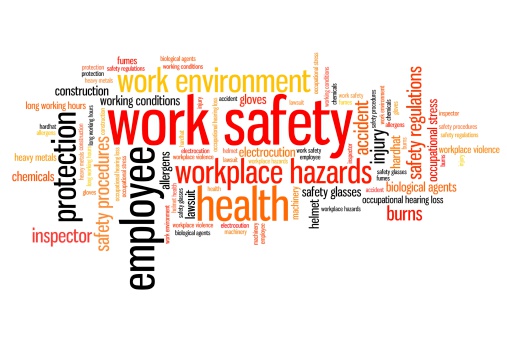 Work safety issues and concepts word cloud illustration. Word collage concept.
