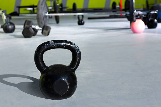 istock Kettlebell at gym gym with lifting bars 494507761