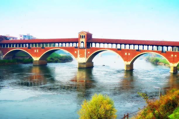 istock Covered bridge in Pavia, Italy, with artistic effects 494507960