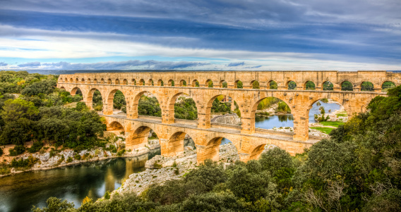 Aqueduct Pont du Gard - Provence France - travel and architecture background