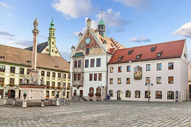 Building of Town Hall on Marienplatz square in Freising, Bavaria, Germany
