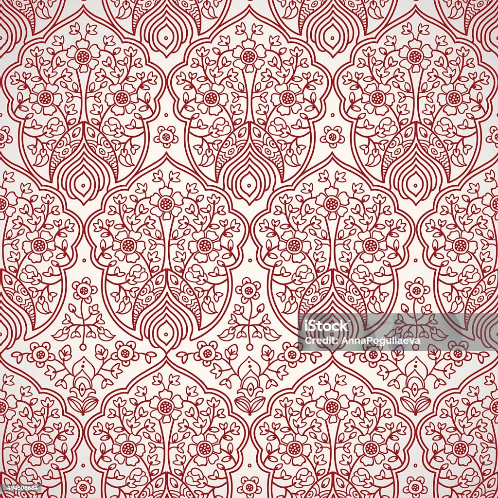 Ornate floral seamless texture in Eastern style. Vintage seamless pattern with lacy ornament. Light background. It can be used for wallpaper, pattern fills, web page background, surface textures. 2015 stock vector