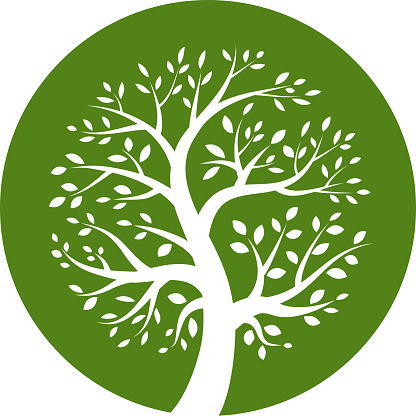 Green tree round icon