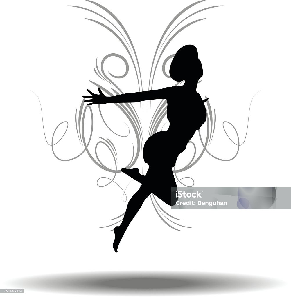 Fille jolie Silhouette - clipart vectoriel de Activité libre de droits