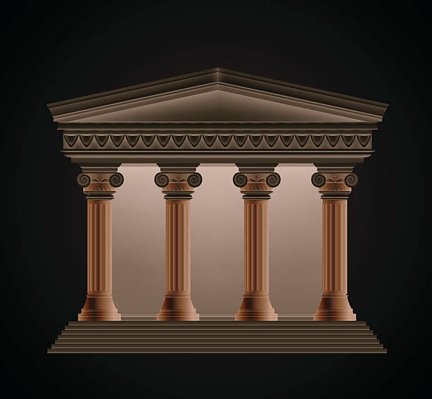istock Front view of an antique greek temple in the evening. 494509649