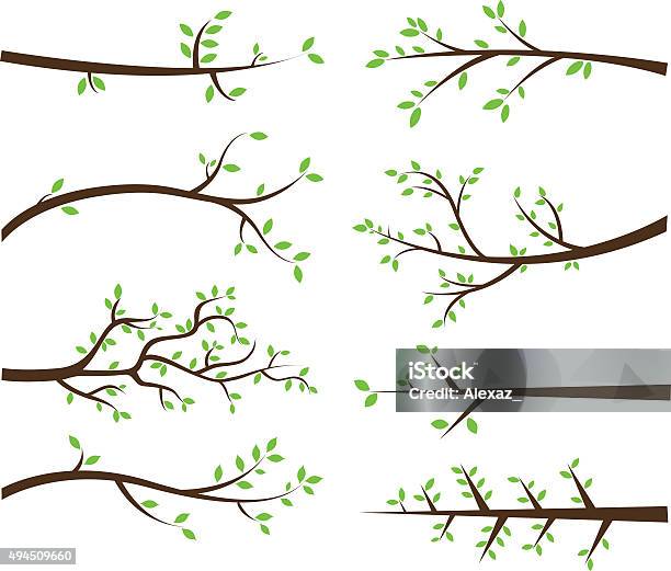 Branch Silhouettes Elements Stock Illustration - Download Image Now - Branch - Plant Part, Tree, Leaf