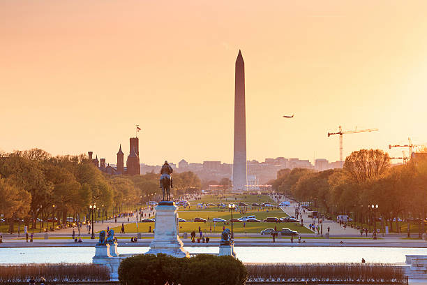 istock Washington DC city view at a orange sunset, including Washington 494510337