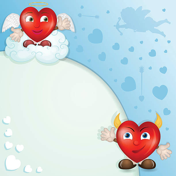 comic herzen für valentinstag - cupid love red affectionate stock-grafiken, -clipart, -cartoons und -symbole