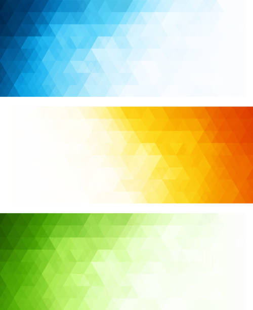 ilustraciones, imágenes clip art, dibujos animados e iconos de stock de vector abstracto geométrico de banner con triangle - internet design banner blue