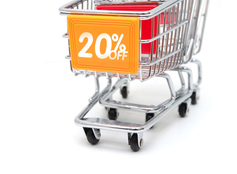 Shopping Sale - 20% Discount isolated on white background