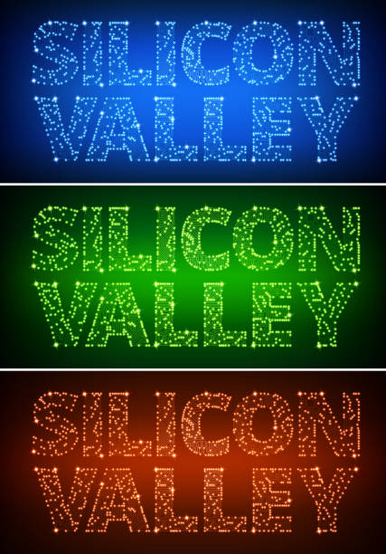 Silicon Valley on Circuit Board royalty free vector art Silicon Valley on Circuit Board Color Set silicon valley stock illustrations