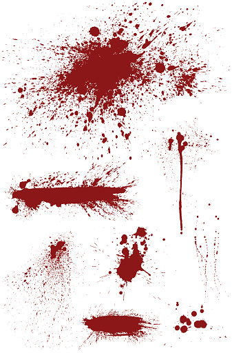 Set of 8 different highly detailed bloodstain vectors