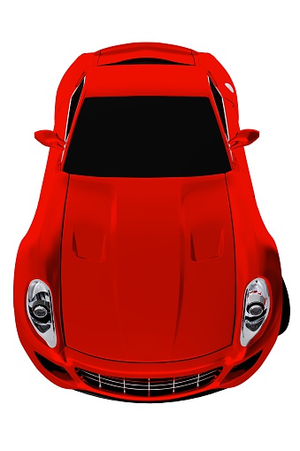 Sport Car Isolated 3D Illustration. Front View.