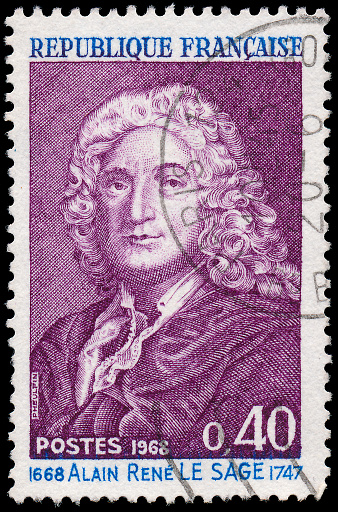 FRANCE - CIRCA 1968: a stamp printed in the France shows Alain Rene LeSage, Novelist and Playwright, circa 1968