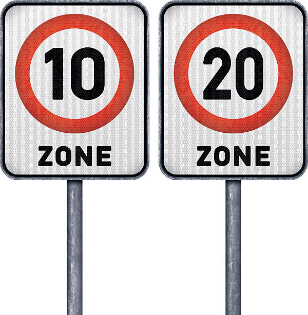 ilustrações de stock, clip art, desenhos animados e ícones de dois rectangular limite de velocidade zona 10 e 20 sinais de estrada - number 10 number sign speed limit sign