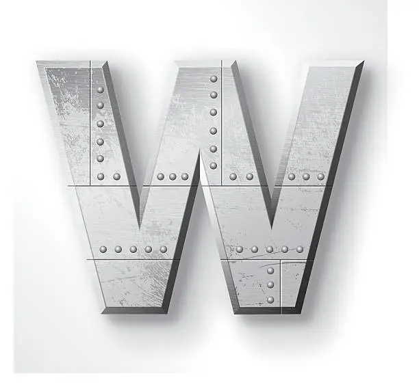Vector illustration of Metal Letter W