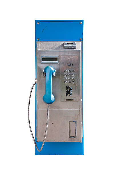 общественных телефон изолированные. - coin operated pay phone telephone communication стоковые фото и изображения