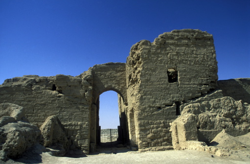 The ruins of Dura Europos near the village of Tesrin between Aleppo and the border zom Iraq on the Euphrates River in the north of Syria in the Middle East