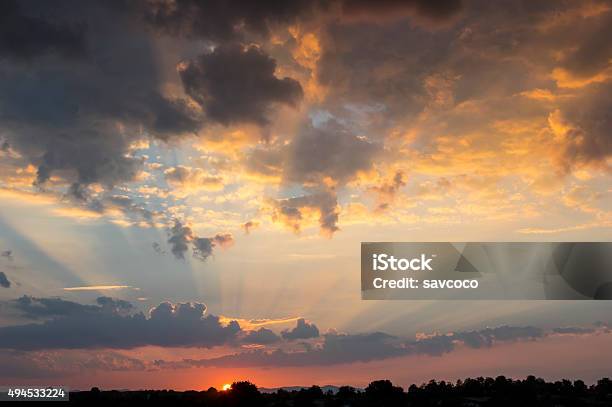 Beautiful Sky At Sunset Stock Photo - Download Image Now - 2015, Atmospheric Mood, Backgrounds