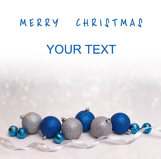 istock Christmas card with blue and silver balls 494536402