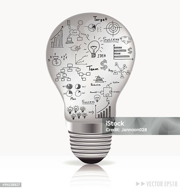 Light Bulb With Drawing Graph Inside Vector Illustration Stock Illustration - Download Image Now