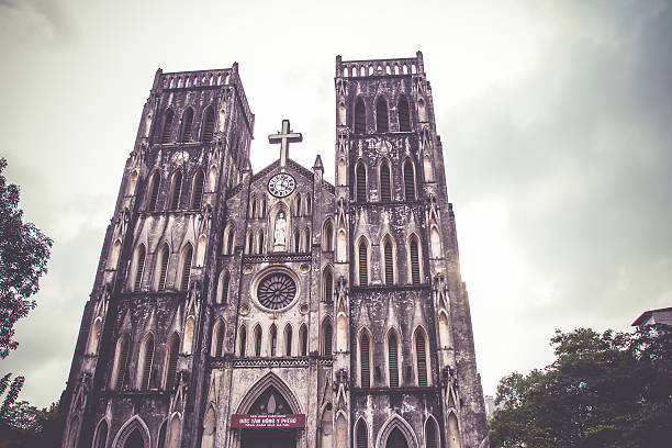 istock Saint Joseph Cathedral, Hanoi, Vietnam-vintage style 494538976