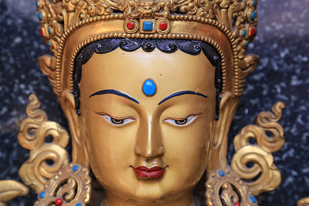 istock Traditional gold chinese goddess in Nepal temple 494539059
