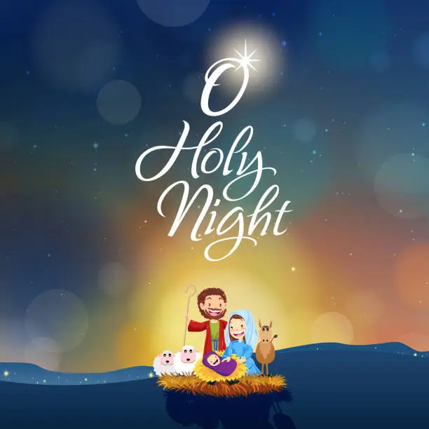 Vector illustration of O holy night
