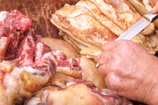 istock Preparation of pork meat close up. 494539332