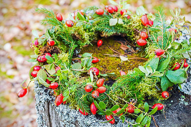istock wreath of wild rose and tree branches 494539422