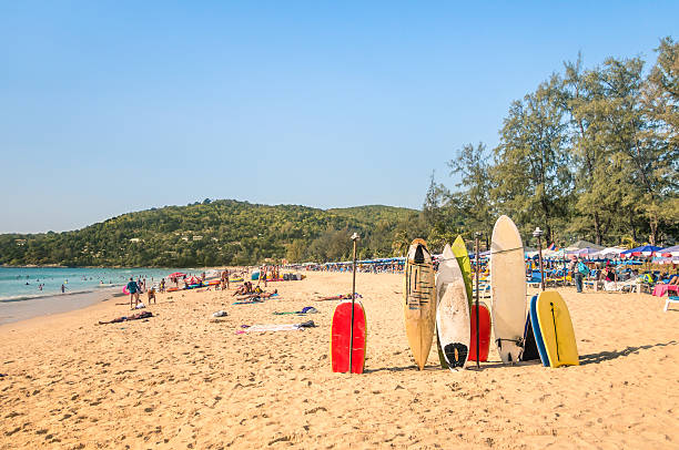 istock Surfboards at a tropical beach - Extreme sport body boards 494540099